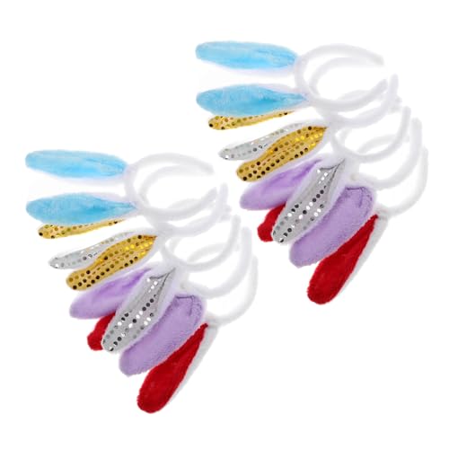 ERINGOGO 10 Stück Teiliges Plüsch Hasenohren Haarreifen mit Pailletten Atmungsaktive Haarbänder für Party Cosplay und Geburtstagsfeiern Bequeme Stirnbänder für Mädchen und Festtagsstimmung von ERINGOGO