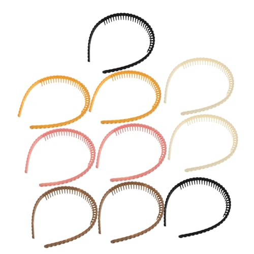 ERINGOGO 10 Stück Teiliges Rutschfester Dünner Damen Haarreifen mit Zähnen Elastisches Stirnband für Gesichtspflege Haarstyling und Alltag Vielseitiges Haaraccessoire für Frauen und Mädchen von ERINGOGO