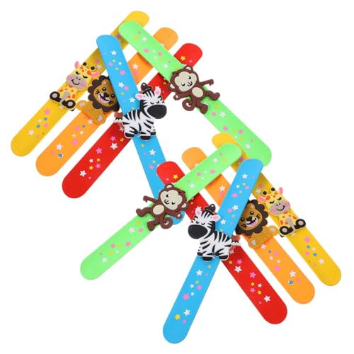 ERINGOGO 10 Stück Teiliges Silikon Slap Bänder Lustige Tier Slap Armbänder für Partys Verstellbar Cartoon Design Sicher für Mitgebsel für Tierpartys von ERINGOGO