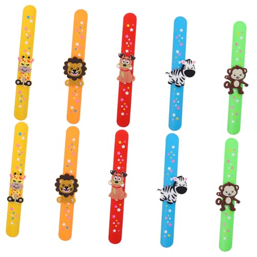 ERINGOGO 10stücke Tiermuster Slap-armbänder Für Lustige Cartoon Handgelenk-armbänder Als Party-goodie Bag Füller Und Zu Tragen Partyzubehör von ERINGOGO