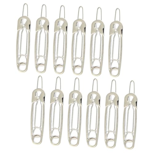 ERINGOGO 12 Stück 12 teiliges silberfarbenes langlebiges Metall Haarclip in Sicherheitsnadel Form leichte Haarklammern mit sicherem Griff für Damen und Mädchen vielseitige Haaraccessoires von ERINGOGO