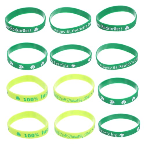 ERINGOGO 12stücke Shamrock Silikonarmbänder Grüne Partyarmbänder Für Patrick's Day Lustige Armbänder Für Feiern Und von ERINGOGO