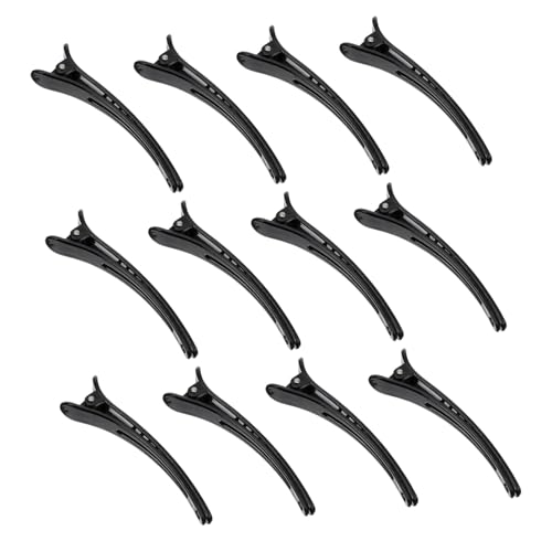 ERINGOGO 12 Stück Teiliges Acryl Haarspangen für Damen Rutschfeste Langlebige Friseur Haarklammern schonend für Styling DIY und Alltag Schwarze Entenschnabel Clips von ERINGOGO