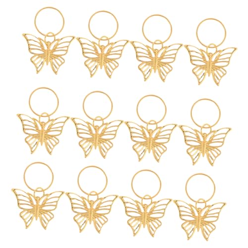 ERINGOGO 12 Stück Teiliges Butterfly Haarschmuck mit Flexiblem Federsystem Stabile Haarmanschetten für Zöpfe und Dreadlocks Verstellbare Haarringe mit Filigranem Hohl von ERINGOGO