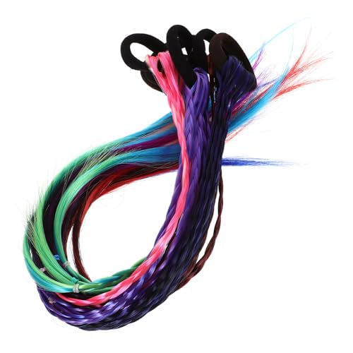 ERINGOGO 12 Stück Teiliges Geflochtenes Haarteil mit Elastischem Haargummi Farbige Ponytail Extensions für Mädchen Flexible Haarverlängerung für Alltag Party Hochzeit und Cosplay von ERINGOGO