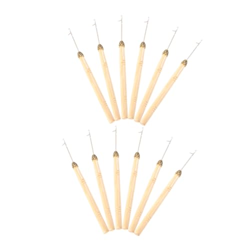 ERINGOGO 12 Stück Teiliges Häkelnadel mit Holzgriff für Haarverlängerungen Glatte Oberfläche für Sanfte Anwendung Präzise Frisurengestaltung Stabile Handhabung Geeignet für Individuelle von ERINGOGO