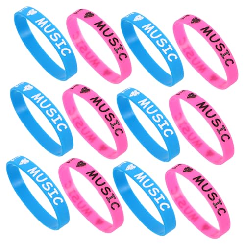 ERINGOGO 12 Stück Teiliges Silikonarmband I Love Music mit Farbigen Eingekerbten Designs Dehnbar und Angenehm für Musikfestivals Edm Events Rockkonzerte und Hip Hop Partys von ERINGOGO