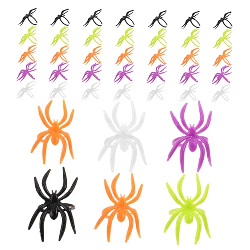 ERINGOGO 120 Stück Halloween Spinnenringe für Bunte Leichte Fake spinnen als Gruselige DIY deko als Partygeschenke Mitgebsel und Kostümzubehör für Halloweenfest von ERINGOGO