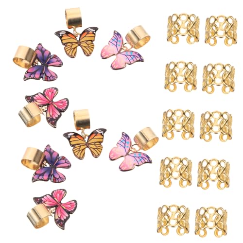 ERINGOGO 18 Stück Teiliges Schmetterling Haar Schmuck aus Zinklegierung und Kunststoff Modische Dreadlock Accessoires für Frauen Vielseitige Haarschmuck Dekoration für Zöpfe und von ERINGOGO