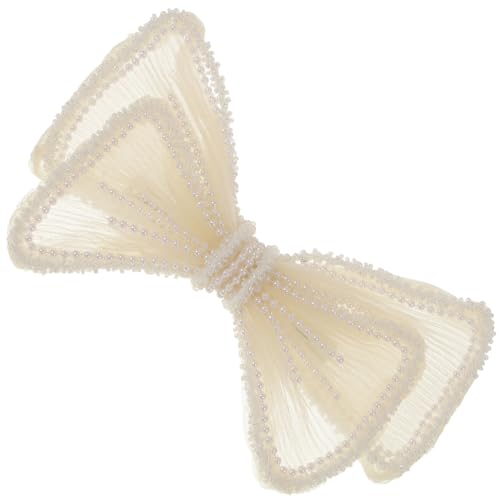 ERINGOGO 1stück Braut Haarschmuck Handgefertigte Perlen Haarspange Mit Schleife Elegantes Hochzeits-accessoire Für Damen Für Besondere Anlässe Und Feierlichkeiten Weiß von ERINGOGO