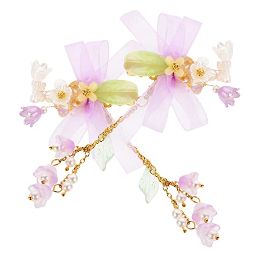 ERINGOGO 1paar Junge Mädchen Haarschmuck Mit Quasten Und Blumen Haarspangen Für Mädchen Hanfu Haaraccessoires Für Feste Alltag Fotos Und Mehr Geeignet Für Dünnes Und Dickes Haar von ERINGOGO