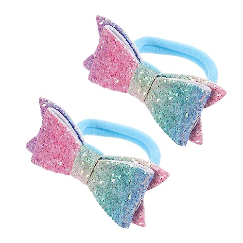 ERINGOGO 1paar Mädchen Haargummis Mit Schleifen Elastische Haarbänder Für Glitzernde Haarschmuck Für Und Tägliche Nutzung von ERINGOGO