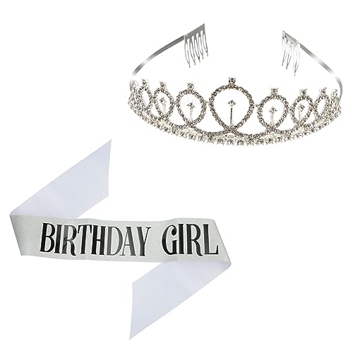 ERINGOGO 1satz Geburtstag Schärpe Und Krone Set Für Mädchen Verstellbare Schärpe Und Für Geburtstagsfeiern Für Unvergessliche Anlässe Und Kreative Partydesigns von ERINGOGO