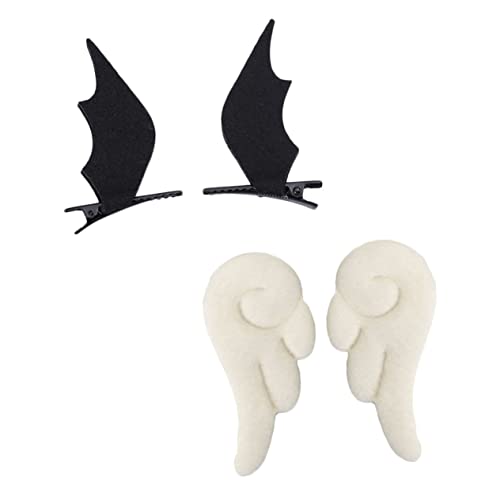 ERINGOGO 2 Paare Flügel Haarspangen aus Stoff Süße Mädchen Haarschmuck Leichte Umweltfreundliche Haarclips in Weiß und Schwarz Geeignet für Party Alltag Geburtstagsfeiern und Fotosessions von ERINGOGO