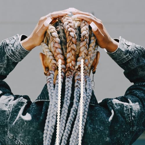 ERINGOGO 2 Stck Teiliges Perlen Haarketten für Geflochtenes Haar Eleganter Haarschmuck mit Zarter Kettenoptik Modische Haaraccessoires für Damen Vielseitig für Alltag und Festliche von ERINGOGO