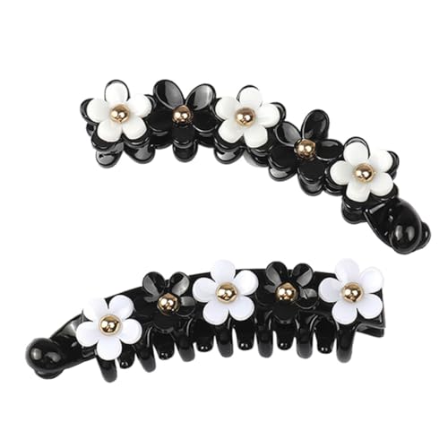 ERINGOGO 2 Stück Acryl Haarklammern Fünfblättrige Blütenform Bananenclips Haarschmuck Rutschfest Für Damen Mädchen Geeignet Für Dickes Haar Hochsteckfrisuren von ERINGOGO
