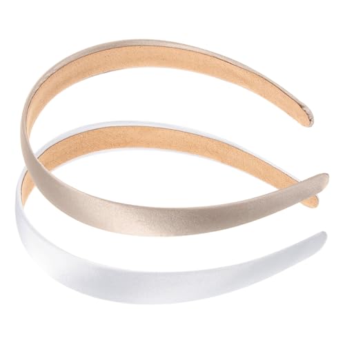 ERINGOGO 2 Stück Breites Stoff Haarband Damen Haarreif Fashion Stirnband Weich Bequem für Yoga Workout Party Geeignet Gold Weiß von ERINGOGO