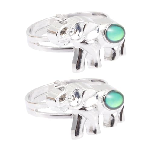 ERINGOGO 2 Stück Cartoon Stimmungsringe aus Zinklegierung Thermochromatische Verstellbare Finger Ringe für Party Geschenke und Alltagsschmuck von ERINGOGO
