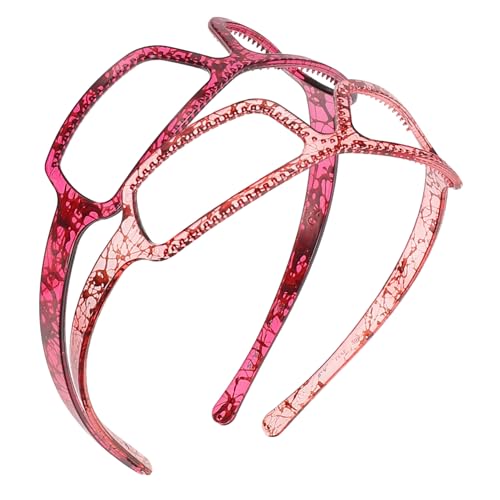 ERINGOGO 2 Stück Damen Haarband mit Brillen Design Modisches Stirnband Weinrot Vielseitiges Accessoire für Make Up Sport Gesichtsreinigung und Besondere Anlässe von ERINGOGO