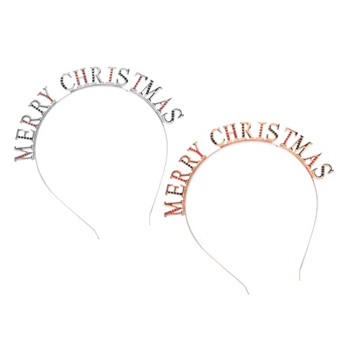 ERINGOGO 2 Stück Festliches Strass Haarreifen mit Buchstaben Glitzernde Legierungs Kopfbedeckung Weihnachts Haarschmuck für Damen Mädchen Vielseitiges Party und Alltagsaccessoire von ERINGOGO