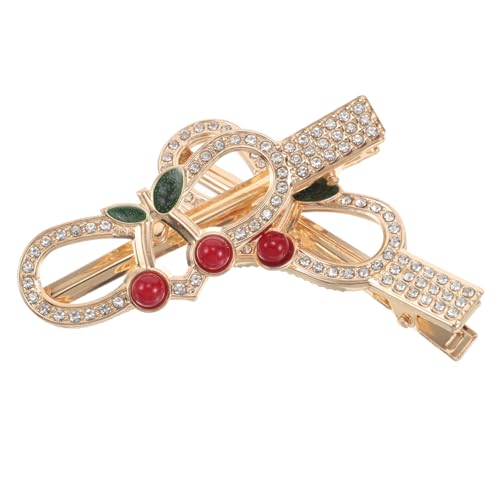 ERINGOGO 2 Stück Funkelnde Kirschen haarklammern mit Strass Stabile Enten schnabel spangen für Damen und Mädchen Haarsicherer Halt Vielseitig für Alltag Party und Hochzeitsschmuck von ERINGOGO