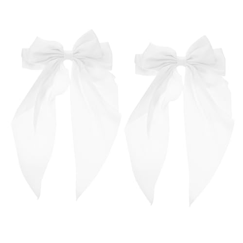 ERINGOGO 2 Stück Große Haarschleifen Haarspange Weiß Teilig Vintage Haarklammer mit Starkem Für Damen Mädchen Haarschmuck für Hochzeit Party Alltag von ERINGOGO