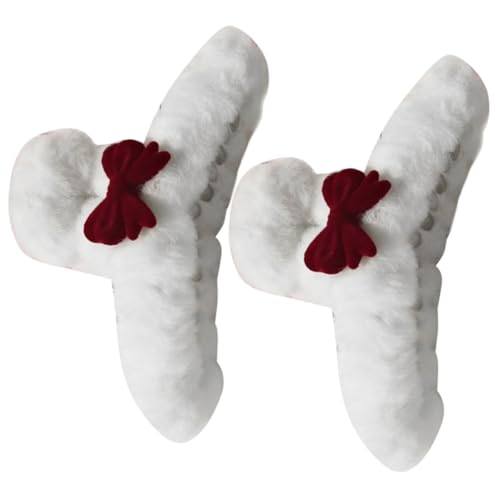 ERINGOGO 2 Stück Haarklammern mit Weichem Flock Schleifendesign Flauschige Haarklammern für Frauen Rutschfeste Klammern zum Fixieren von Haaren bei Schönheitspflege und Alltag von ERINGOGO