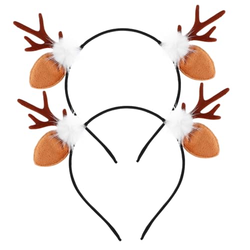 ERINGOGO 2 Stück Haarreif mit Leichtem Langlebigem Geweih Design Weihnachtlicher Elch Haarreif für Mädchen Dekorativer Haarschmuck für Party Foto Requisite Bequem und Formstabil von ERINGOGO
