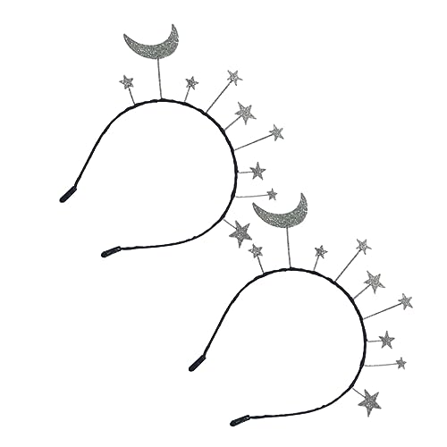 ERINGOGO 2 Stück Haarreifen für Damen mit Stern und Mond Design Stilvolle Haarschmuck für Partys und Besondere Anlässe Bequem und Attraktiv von ERINGOGO