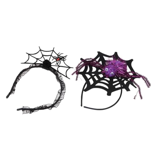 ERINGOGO 2 Stück Halloween Spider Web Haarreifen Leichte Langlebige Kopfbänder mit Großem Spinnen und Spinnennetz Design Hautfreundlich Geeignet für Frauen und Mädchen für Cosplay und Party von ERINGOGO
