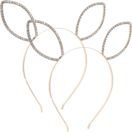 ERINGOGO 2 Stück Hasenohren Haarreif mit Strass Metallisches Cosplay Accessoire für für Karneval Hochzeiten und Partys Leicht und Rutschfest Design von ERINGOGO