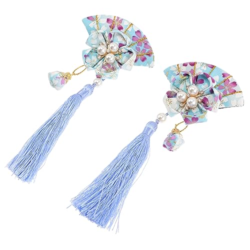 ERINGOGO 2 Stück Japanisches Haaraccessoire Fächer Haarspange mit Quaste für Damen und Mädchen Haarnadel für Hochzeiten Partys und Besondere Anlässe von ERINGOGO