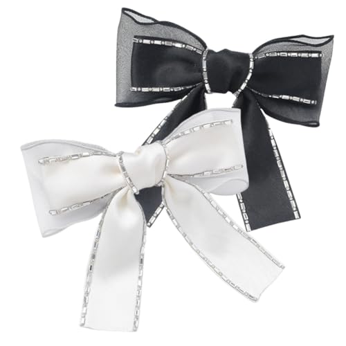 ERINGOGO 2 Stück Kleine Haarklammern mit Schleifen aus Stoff Haarschmuck dekoration für Damen und Mädchen Geeignet für Hochzeiten Partys Abschlussfeiern und Alltag Sicherer Halt ohne von ERINGOGO