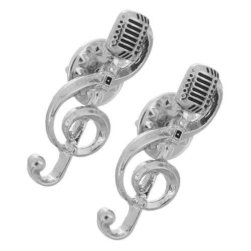 ERINGOGO 2 Stück Musikliebhaber Brosche Musiknote Mikrofon Anstecknadeln für Damen Herren Modisches Accessoire für Kleidung Schals Hüte Taschen von ERINGOGO