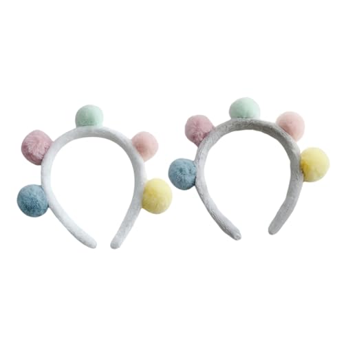 ERINGOGO 2 Stück Plüsch Ball Haarreif Teiliges Weiß Modisches Stirnband für Damen und Mädchen Leichtes Bequemes Haaraccessoire für Alltag und für Gesichtswäsche und Styling von ERINGOGO