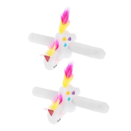 ERINGOGO 2 Stück Plüsch Einhorn Slap Armbänder und Verstellbar Partygeschenk Kuscheliger Umarmungs Schnapparmband aus Sicherem PP Baumwolle Material von ERINGOGO