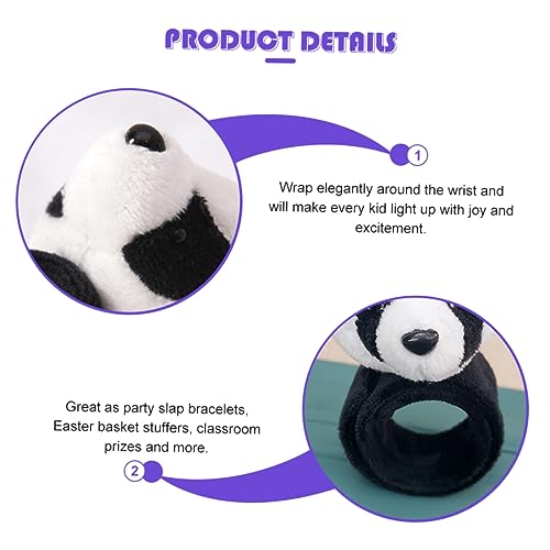 ERINGOGO 2 Stück Plüsch Slap Bracelets Armbänder Panda Hautfreundlich Einfach Anzulegen Spaßiges Cartoon Handgelenkschmuck von ERINGOGO