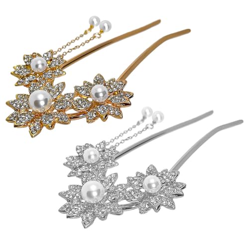 ERINGOGO 2 Stück Retro Haarschmuck für Frauen Perlen Blumen Haarnadeln mit Quaste Stabiles Hochzeits Party haarforken Eleganter Brautschmuck für Mädchen und Damen von ERINGOGO