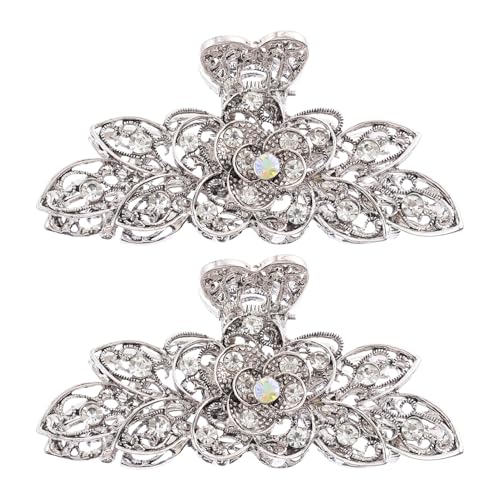 ERINGOGO 2 Stück Retro Rhinestone Haarspangen für Damen Blüten Haarclips Eleganter Haarschmuck für Hochzeiten Partys und Besondere Anlässe Glänzende Farben Vielseitig Kombinierbar von ERINGOGO