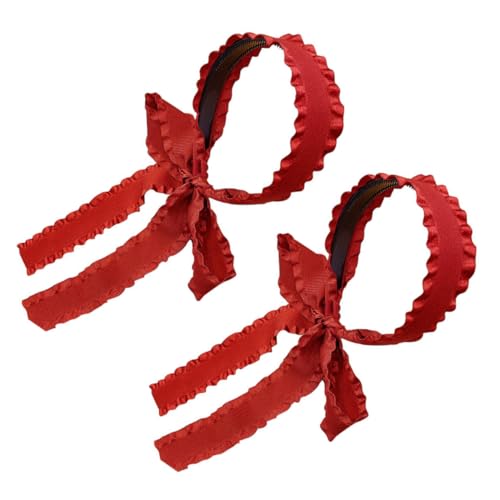 ERINGOGO 2 Stück Rote Damen Haarreifen mit Schleife Modische und Bequeme Haarschmuck Accessoires für Hochzeit Party und Alltag Elastisches Stirnband für Frauen und Mädchen von ERINGOGO