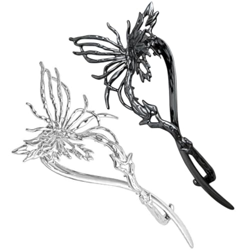 ERINGOGO 2 Stück Schmetterling Haarklammern Elegante Kreative Haarspangen für Damen Modische Haarschmuck Clips in Silber und Gunmetal für Alltag und Besondere Anlässe von ERINGOGO