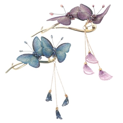 ERINGOGO 2stücke Schmetterling Haarspangen Aus Metall Für Damen Stabil Und Langlebig Als Haaraccessoire Für Täglichen Gebrauch Und Besondere Anlässe Haarklammer Mit Schmetterlingsdesign von ERINGOGO