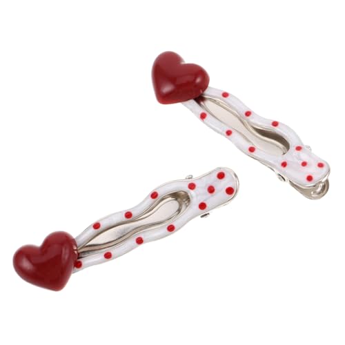 ERINGOGO 2 Stück Süße Herz Haarklammern mit Punkte Muster Koreanisches Design Seitliche Haarspangen für Damen und Mädchen Niedliche Clips für Alltag Party und Stilvolles Styling von ERINGOGO