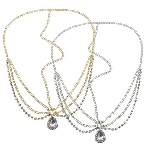 ERINGOGO 2 Stück Teiliges Braut Stirnband mit Funkelnden Kristallen Eleganter Kopfketten Haarschmuck für Damen und Mädchen Leichter Komfortabler Kopfschmuck für Hochzeit und Festliche von ERINGOGO