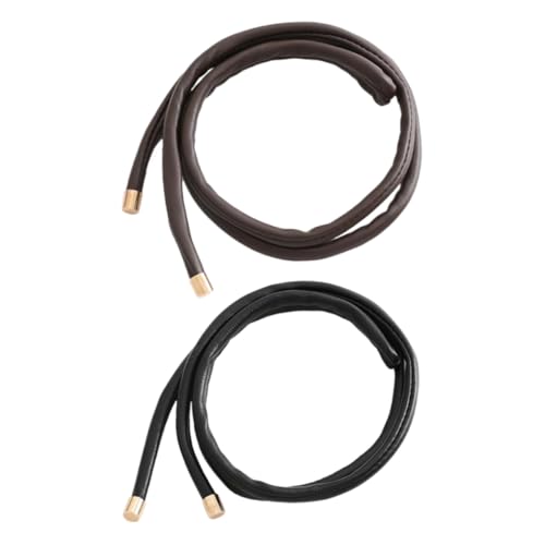 ERINGOGO 2 Stück Teiliges French Style Leder Haarband Flexibles Rostfreies Draht ponytail Haargummi Modischer Haarschmuck für Damen Geeignet für Pferdeschwanz und Geflochtene Frisuren von ERINGOGO