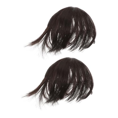 ERINGOGO 2 Stück Teiliges Haar Toppers für Frauen Synthetische Leichte Kurzhaar Erweiterungen Volumenaufbau bei Dünnem Haar Mittlerer Scheitel Natürlicher Look Einfach zu Verwenden von ERINGOGO