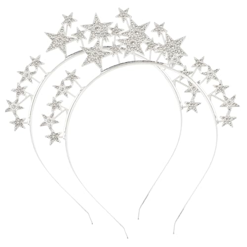 ERINGOGO 2 Stück Teiliges Haarreif Stern Form Glitzernder Haarreifen Stern Kopfschmuck Leicht und Bequem für Mädchen Festliche Haarschmuck Accessoires von ERINGOGO