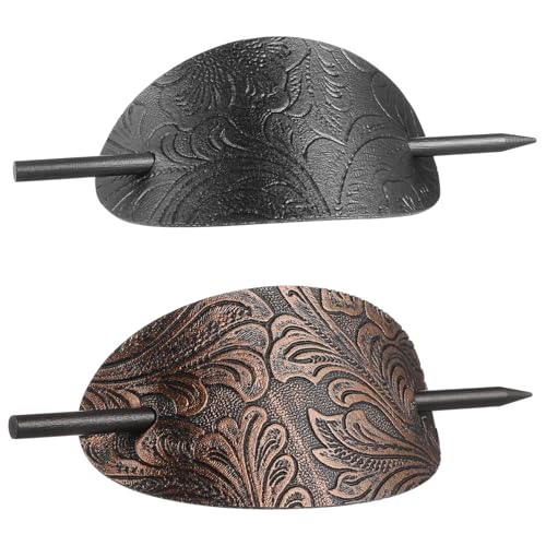 ERINGOGO 2 Stück Teiliges Leder Haarstab Haarnadel für Damen Eleganter Haarschmuck mit Holz Einfach zu Tragen und Fester Sitz für Dutt Frisuren Stilvoller Retro Look Geeignet für von ERINGOGO