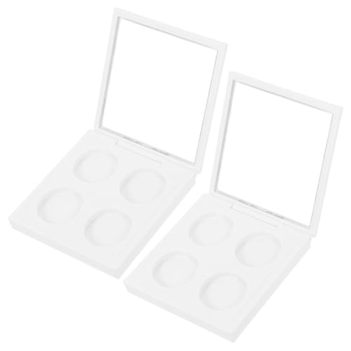 ERINGOGO 2 Stück Teiliges Lidschatten Etui mit Fächern Weiß Magnetisch Schließende Leere Make Up Box für Lidschatten Lippenstift Nachfüllbehälter Kompakt und Langlebig für DIY Kosmetik von ERINGOGO