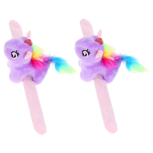 ERINGOGO 2stücke Plüsch Einhorn Slap Armband Kinderfreundliche Schnapparmbänder Tiermuster Partyaccessoire Und Spielzeug Für Jungen Und Mädchen von ERINGOGO